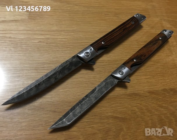 Сгъваем нож M390 - 78х194 (5) - острие ” танто+дамаск”, снимка 6 - Ножове - 39813818