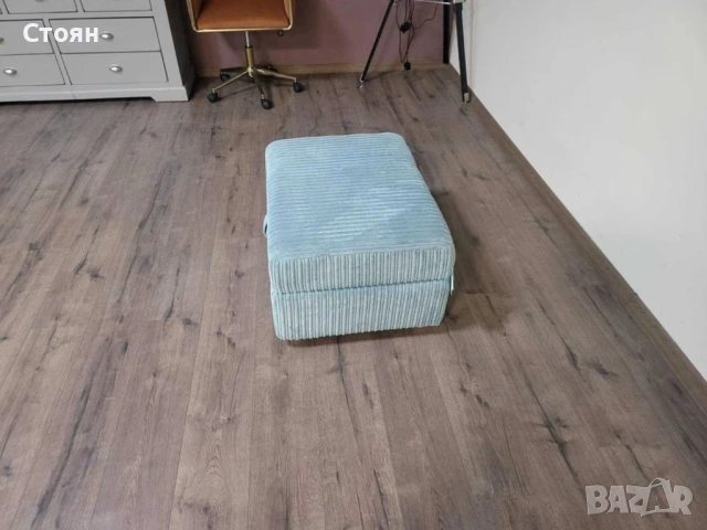 Синя табуретка от плат с функция ракла, снимка 5 - Дивани и мека мебел - 51956085