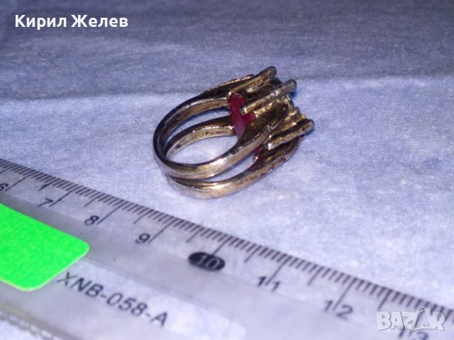 ДВОЕН РАЗДВИЖЕН РЯДЪК ФЕШЪН ПРЪСТЕН ПОЗЛАТЕНА БЛАГОРОДНА СТОМАНА с ФАСЕТИРАН РУБИН и СМАРАГД 36418, снимка 6 - Пръстени - 39728856