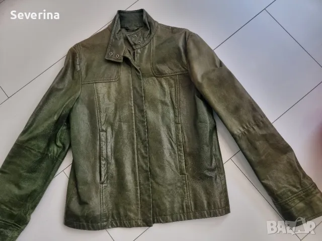 Stefanel*Естествена кожа, зелено яке Л, снимка 8 - Якета - 48136600
