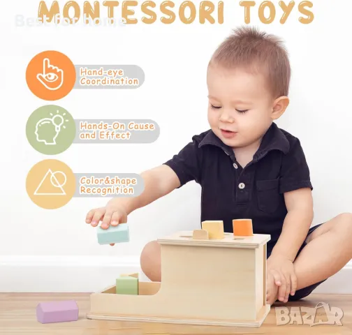 Монтесори дървена игра с кубчета от Busy edition , снимка 2 - Образователни игри - 48447897