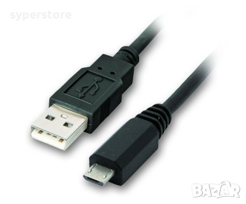 Кабел USB2.0 към Micro USB 1.8m Черен VCom SS001276 Cable USB - Micro USB M/M, снимка 1 - Кабели и адаптери - 34334007