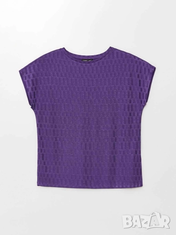 Дамска тениска с деколте LC Waikiki, 61% полиестер, 49% вискоза, Лилава, 2XL