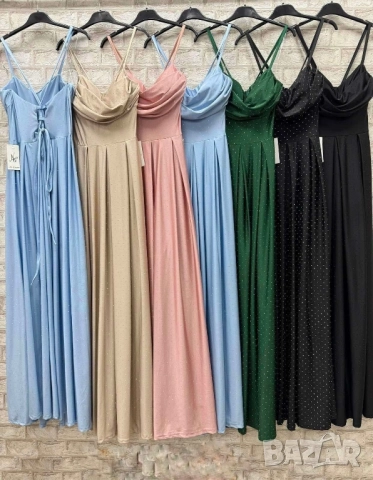 дълги сатенени рокли с камъни , снимка 9 - Рокли - 51459550