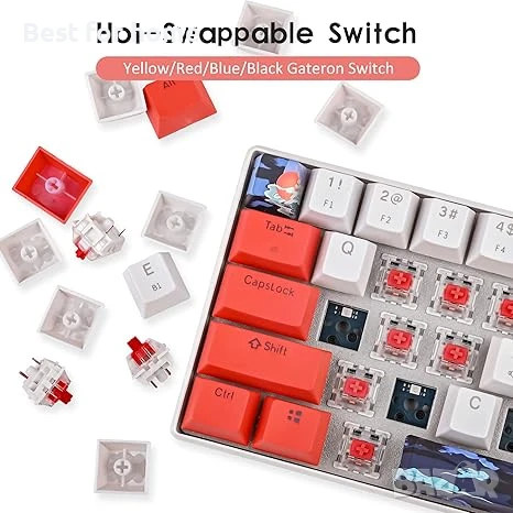 Surmen GT61  60% механична геймърска клавиатура, снимка 5 - Аксесоари - 50747006