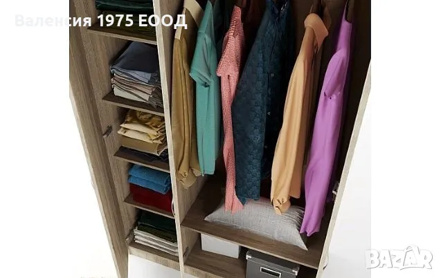 Трикрил гардероб Сити 1002 сонома, орех или комбинация бяло/ арвен, снимка 3 - Гардероби - 18790479