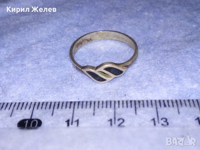 СТАР ЕМАЙЛИРАН СРЕБЪРЕН НЕЖЕН РЕТРО АРТ ПРЪСТЕН СРЕБРО 925 с ОКСИДАЦИЯ 36620, снимка 7 - Пръстени - 39976701