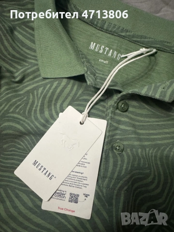 Мъжка тениска тип поло MUSTANG – размер S, снимка 2 - Тениски - 53156460