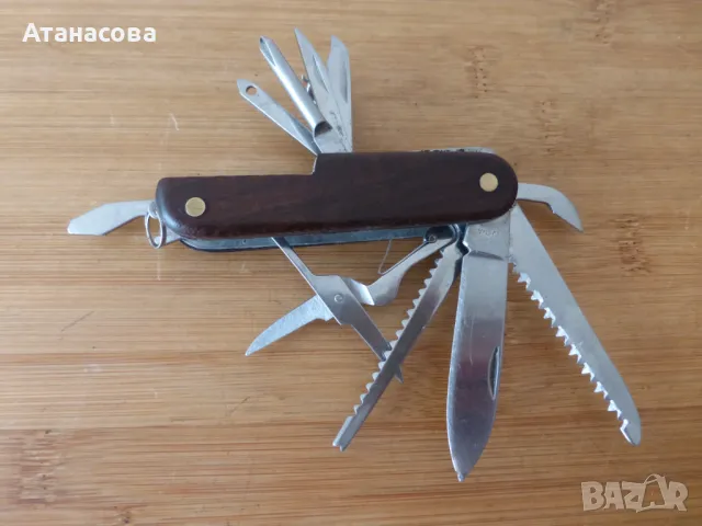 Джобно ножче 11 инструмента с дървена дръжка, снимка 2 - Ножове - 47467859