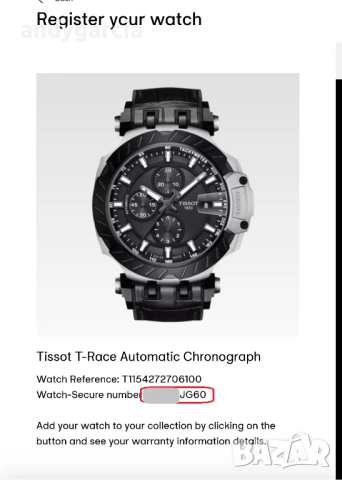 TISSOT T-RACE AUTOMATIC CHRONOGRAPH T115.427.27.061.00 като нов с кутия 100% оригинален, снимка 3 - Мъжки - 47965943