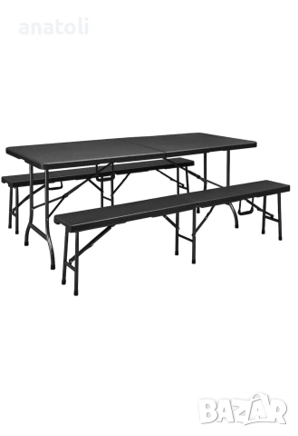 Комплект маса + 2 пейки за градина/тераса/двор  Сгъваеми, Метал/Пластмаса от Германия , снимка 4 - Градински мебели, декорация  - 54044304