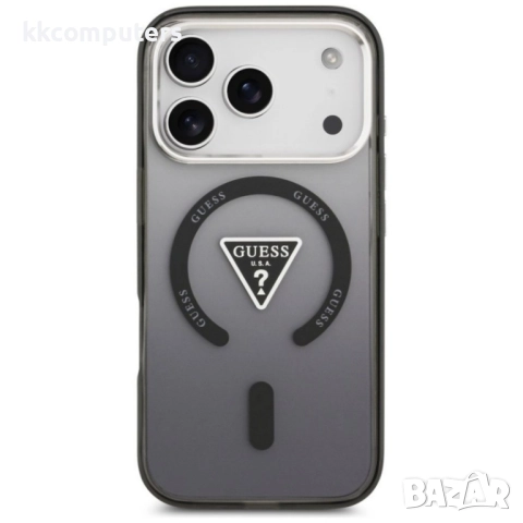 Оригинален кейс Guess IML Gradient Triangle Logo, За iPhone 17 Pro Max (6.9), Черен и Протектор, снимка 2 - Калъфи, кейсове - 52288565