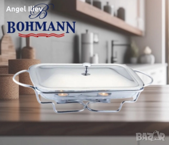 Съд за затопляне Bohmann, 3л. правоъгълен, 2свещи, Стоманен капак, Стъкло, Инокс, снимка 4 - Други - 52488746