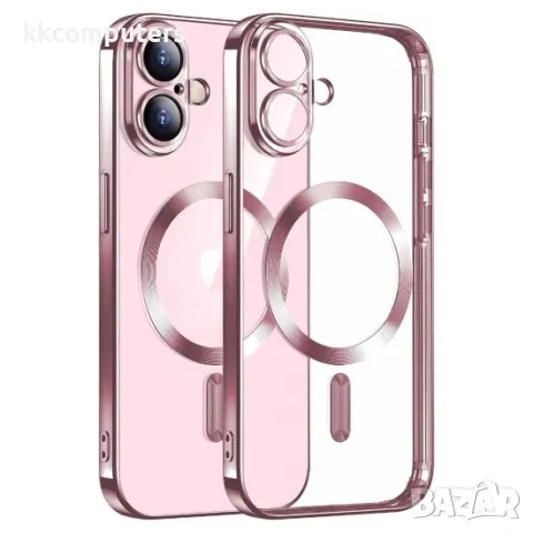 iPhone 16 (6.1) Силиконов кейс bSmart Chrome Magsafe с протектори за камерите и Протектор, снимка 2 - Калъфи, кейсове - 49843832