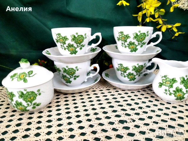 Зелено ! Комплект за дълго кафе и чай ! 