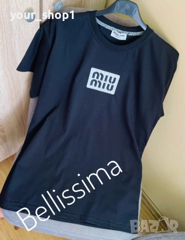 Дамска тениска Miu Miu черно бежово бяло розово мента , снимка 4 - Тениски - 53882406