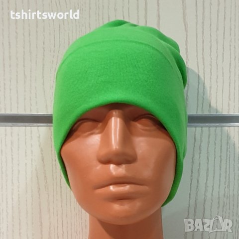 Нова зимна шапка с подгъв в неонов зелен цвят, снимка 2 - Шапки - 39325538