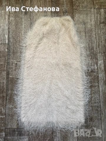 Нова разкошна рошава  висока талия екрю светло бежова дълга парти коктейлна официална пола ресни , снимка 4 - Поли - 52516296