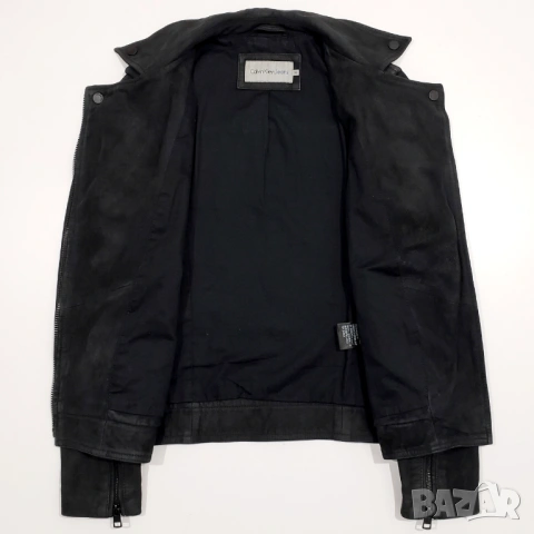 Calvin Klein Оригинално Дамско Кожено Яке Велур Естествена Кожа XS-S, снимка 8 - Якета - 53035519