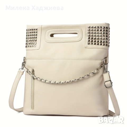 Дамска чанта с метални елементи, снимка 4 - Чанти - 54080080