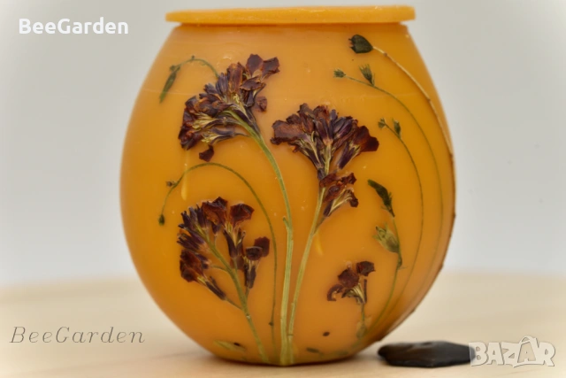 Ръчно изработено бурканче от пчелен восък с пчелен мед, снимка 7 - Пчелни продукти - 43761816