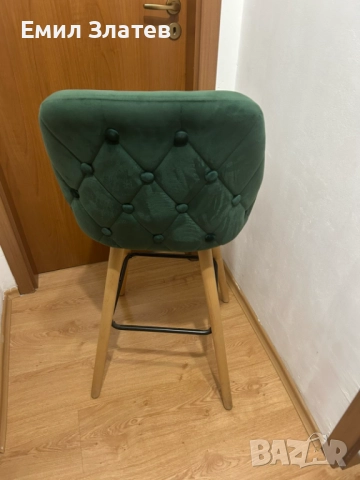 Бар СТОЛОВЕ 2БР тъмнозелени/кадифе, снимка 4 - Столове - 51718612