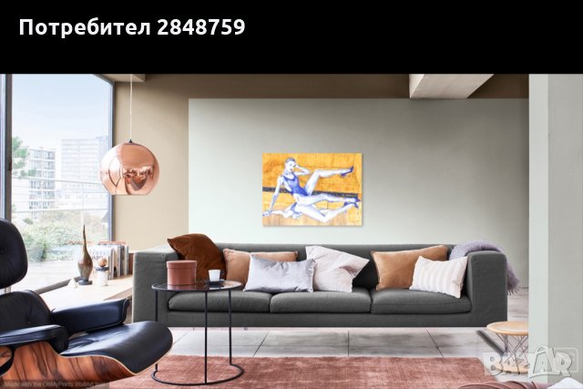 Мечта в синьо, картина, акварел и златен акрил, 76/56 , снимка 4 - Картини - 30594985