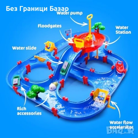 Нова лятна играчка Детски воден парк с канали и помпа 100 части за двор, снимка 8 - Други - 53875637