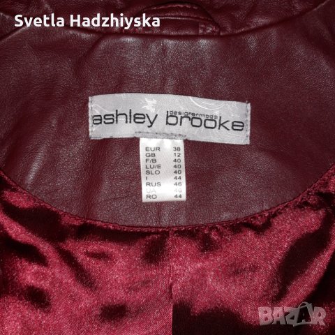  Дамско кожено яке Ashley Brooke, размер EUR 38, снимка 3 - Якета - 32099613