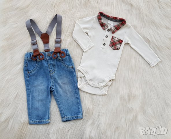Боди риза H&M и дънки за бебе 0-3 месеца, снимка 14 - Комплекти за бебе - 42200986
