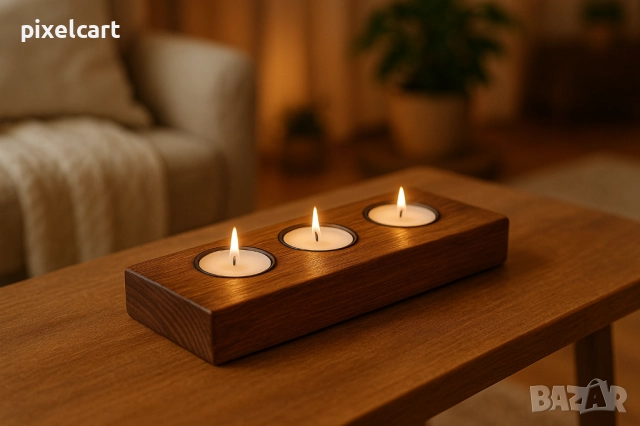 Свещник за 3 чаени свещи - елегантен акцент за дома , снимка 3 - Други стоки за дома - 52401431