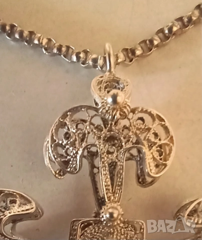 Ръчно изработен кръст от сребърен филигран, снимка 2 - Колиета, медальони, синджири - 39549779