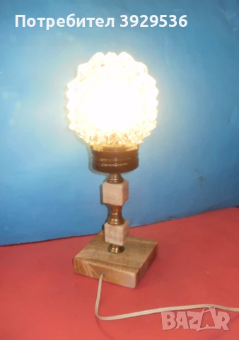 Стилна настолна винтидж мраморна лампа с глобус и h=35см, снимка 6 - Настолни лампи - 50857862