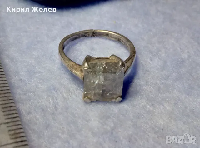 ВИНТИДЖ АРТ СРЕБЪРЕН ПРЪСТЕН СРЕБРО 925 с ГОЛЯМ ЮВЕЛИРНО ФАСЕТИРАН НАТУРАЛЕН ПЛАНИНСКИ КРИСТАЛ 48612, снимка 2 - Пръстени - 50192487