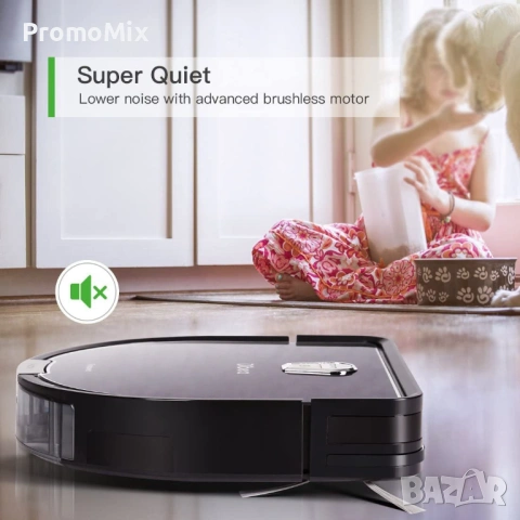 Робот прахосмукачка Dibea D960 Robotic Vacuum Cleaner 1200 Pa сухо и мокро почистване, снимка 3 - Прахосмукачки - 54191180