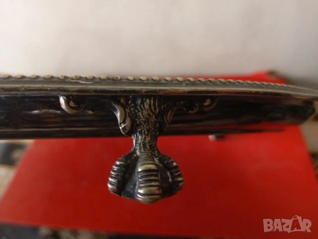 посребрена месингова табла,поднос арт деко, снимка 5 - Антикварни и старинни предмети - 54286301