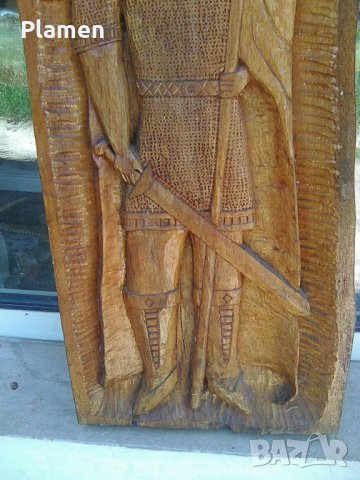 Дървено пано дърворезба воин 1300 години България, снимка 3 - Други ценни предмети - 37202059