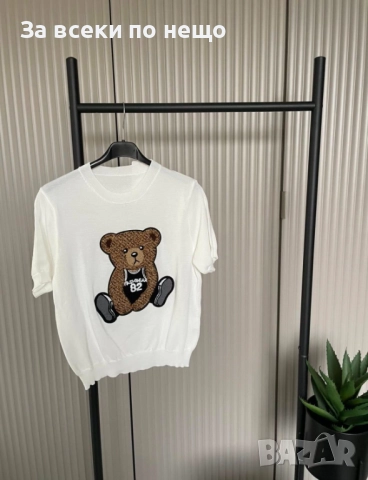 Дамска Блуза С Мече - Налични Различни Цветове Код EN42, снимка 2 - Блузи с дълъг ръкав и пуловери - 52511606