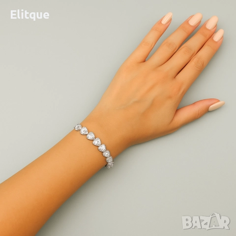 Гривна със сърчица и камъчета, снимка 4 - Гривни - 52656986