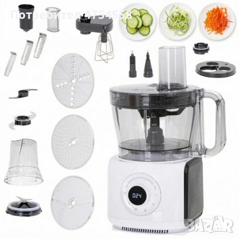 Кухненски робот 12 в 1 с LCD дисплей, 1000W – Смесва, реже, мели и прави смути за секунди, снимка 12 - Друга електроника - 54158699