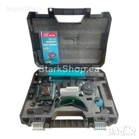 Професионален 4D Лазерен Нивелир с 16 Линии Зелен Лъч (четири точков) + СТАТИВ В КУФАРА, снимка 5 - Куфари с инструменти - 50236937