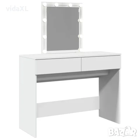 vidaXL Тоалетка с LED, бяла, 100x40x130 см, снимка 8 - Тоалетки - 56148273