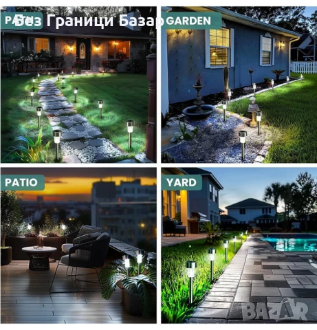 Нови Соларни LED Лампи за Градина и Пътека 8 часа Светене 6 броя Комплект, снимка 4 - Други - 51203101