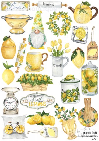 Скрапбук стикери за декорация планер лимони lemonade самозалепващ лист А5 - различни видове, снимка 6 - Други - 37613792