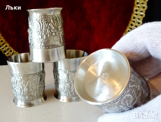 Чаша от калай за ракия,Конници,Рицари. , снимка 9 - Антикварни и старинни предмети - 44237137