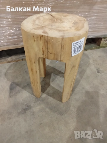 Масивно дървено столче/масичка (∅28 см, H41 см) – ЗА РЕСТАВРАЦИЯ, снимка 4 - Столове - 54063203