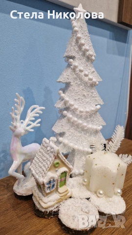 Ръчно изработени Коледни свещници и декорации със скандинавски мъх, снимка 5 - Декорация за дома - 52639912