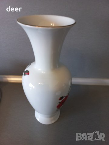 Баварска  ръчно нарисувана порцеланова  ваза, снимка 4 - Вази - 44195153