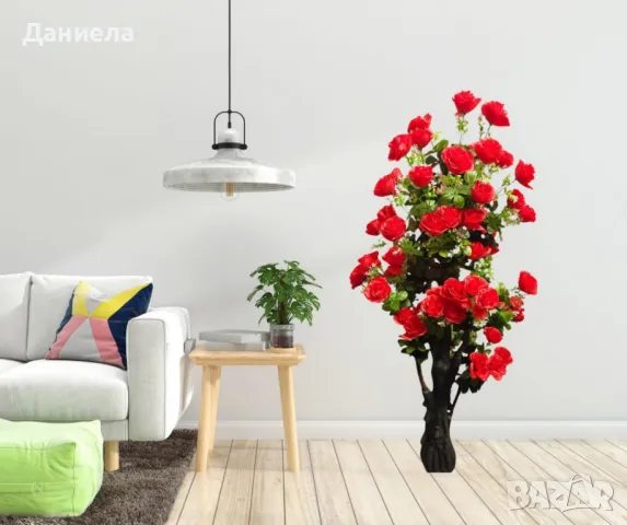 Изкуствено дръвче с червени рози ,1.70 м, снимка 5 - Декорация за дома - 49813035