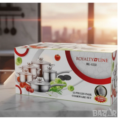 Royalty Line RL-1232 – Комплект от 12 части, с капаци и многослойно дъно, снимка 4 - Прибори за хранене, готвене и сервиране - 51947528